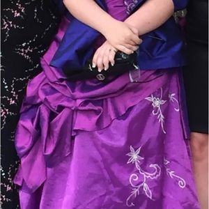 Purple with blue shift ball gown